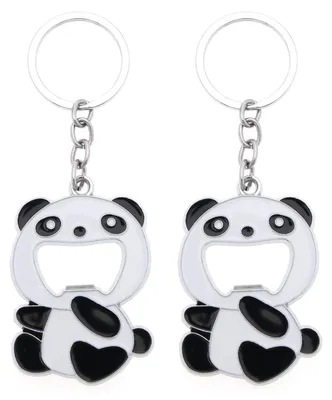 Obrázek produktu pro 2 kusy přívěsků na klíče, otvírače lahví, motiv panda, multifunkční, přívěsky na klíče, design s karikaturou, dekorativní doplněk na klíče, vhodné pro pivo