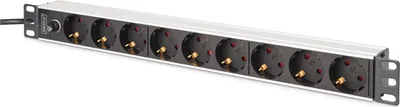 Produktbild von DIGITUS Steckdosenleiste 9-fach 19" Alu. 1HE 2m schwarz