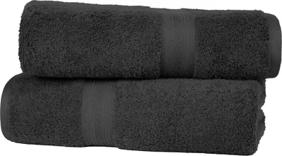 Produktbild von Großes Badetuch – 100 % Baumwolle, farbecht, besonders weich und saugfähig – 70 x 140 cm, Schwarz, 2er-Pack