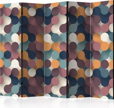 Produktbild von 5-teiliger Doppelseitiger Vlies Paravent - Colourful Particles II 225x172 cm Muster f-B-0209-z-c