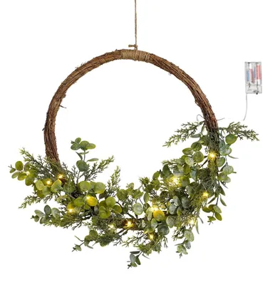 Image de House of Seasons Couronne de Noël avec lumières LED - Ø45 cm - Vert