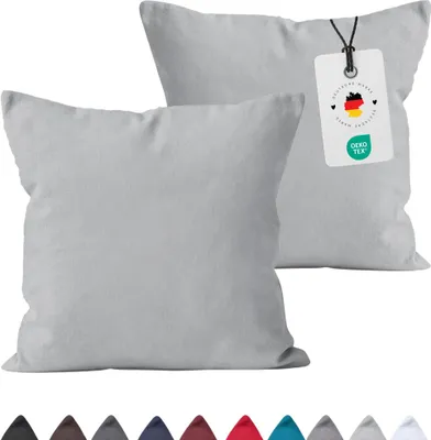 Produktbild von Kissenbezug 40x80 cm aus 100% Baumwolle, Kissenhülle Silber Uni