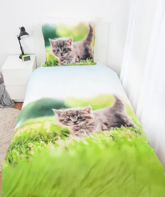Zdjęcie produktu dla Zestaw dwustronnej pościeli flanelowej Herding dla kotów 2 szt. 135 x 200 cm