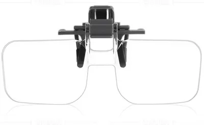 A close-up studio shot of a clip-on magnifier.