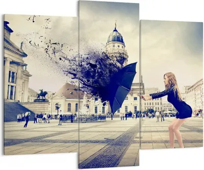Produktbild von Bild auf Leinwand - Leinwandbild - Stadt landmarken quadrat regenschirm - 130x100cm - Wand Bild - Wanddeko - Leinwanddruck - Bilder - Kunstdruck - Leinwand bilder - Wandkunst - CB130x100-2627