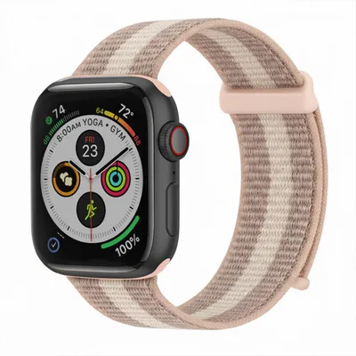 Produktbild von Smartwatch Armband für Apple Watch SE 2 44mm Nylon Textil Band Ersatzband Wechselband Klettverschluss flexibel atmungsaktiv Rosa