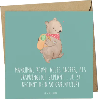Produktbild von Mr. & Mrs. Panda Grußkarte Scheidung Soloabenteuer - Meeresbrise - Geschenk, Klappkarte, Heiraten, Geschenke, Zuversicht, Mut, anlasskarte, Heirat, faltkarte, doppelkarte
