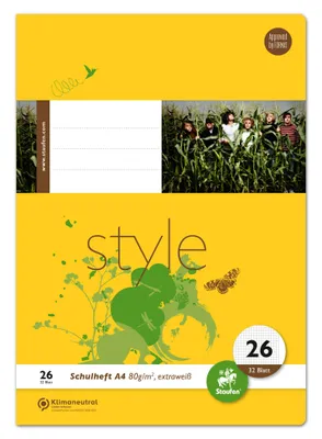 Produktbild von Staufen® style 040432026 Heft LIN28 - A4 32 Blatt 80g/qm  5 mm kariert mit Rand