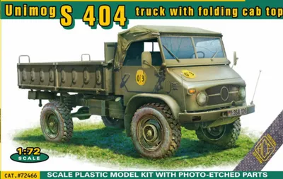Productafbeelding van Unimog S 404 vrachtwagen met inklapbaar cabinedak / schaal 1:72