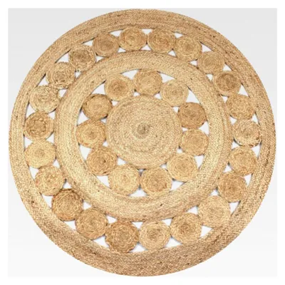 Produktbild von Teppich mit geflochtenem Design aus Jute, rund, 120 cm, für das Wohnzimmer