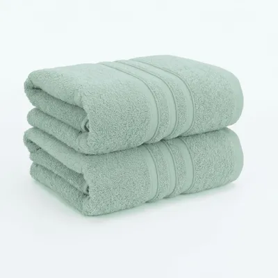 Produktbild von Vency Premium 2er Pack Duschtücher Set - 100% Baumwolle - Saugfähige und langlebige Duschtücher, Größe 70x140 cm, Hellgrau
