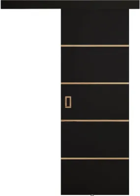 Produktbild von KIER FURNITURE Schiebetür Komplettset WERDI PLUS Sliding Door, Raumteiler Schiebetür Schwarz 66x205x1,6 cm