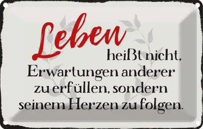 Produktbild von vianmo Blechschild 12x18 cm Leben Erwartungen Herz Spruch Zitat