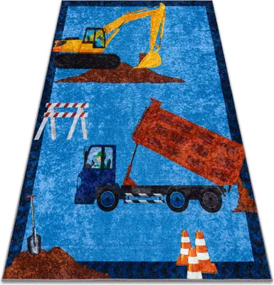 Produktbild von JUNIOR 51827.803 LKW, Bagger für Kinder Anti-Rutsch - blau Blau 140x190 cm