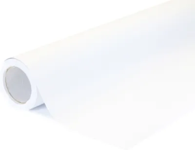 A roll of white wrap film on a white background.