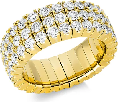 Produktbild von Flex-Ring aus 750 Gold Gelbgold 84 Brillanten 4,1ct TW-SI B:8,2mm 4er-Krappe Innenumfang 54mm  Ø17.2mm