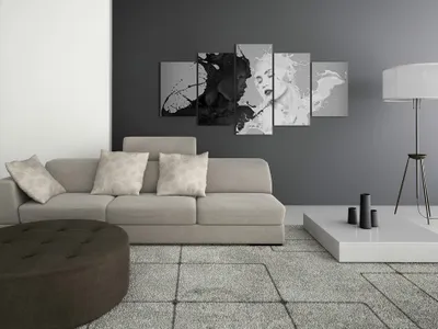 Image de Tableau acoustique Abstrakt 200 x 100 cm Tableaux Mousse acoustique Absorbeur acoustique haute performance Isolation acoustique Toile 5 pièces Tableau mural Acoustique intérieure Isolation acoustique 020103-2
