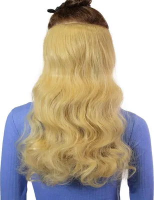 Produktbild von hair2heart Clip in Extensions Kunsthaar Gewellt - Haarteil 130g Goldblond