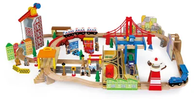 Produktbild von small foot Holzeisenbahn Set Hafen aus Holz, 100-teilig