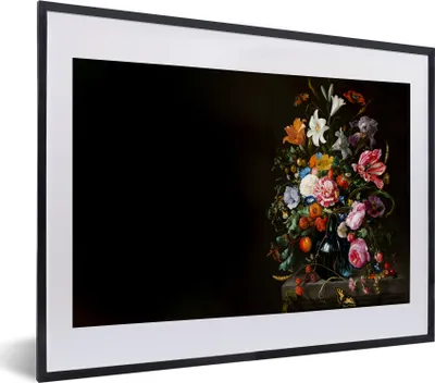 Produktbild von MuchoWow® Gerahmtes Poster Alte Meister - Kunst - Vase mit Blumen - Jan Davidsz de Heem 40x30 cm - Poster mit Schwarzem Bilderrahmen Wandposter Rahmen Foto Bilder - Bilderrahmen - Poster im Rahmen