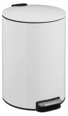 Produktbild von Relaxdays Treteimer, 12 Liter, Absenkautomatik, entnehmbarer Inneneimer, Metall, moderner Küchen Mülleimer, weiß
