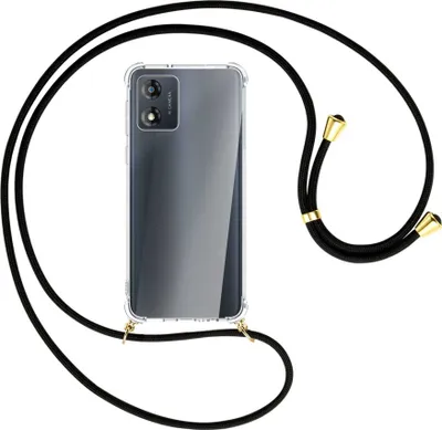 Produktbild von Handykette Backcover-Schutzhülle mit Band (Metall goldfarben) für Motorola Moto E13 (6.5'') - schwarz