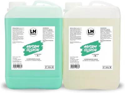 Produktbild von LM-Kreativ Abformsilikon 6 kg, grün – flüssiges 2-Komponenten-Silikon 1:1 für den Formenbau, detailgetreu, schrumpfungsfrei, 20 Shore A
