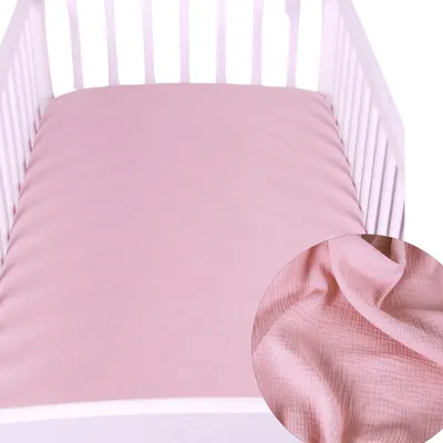 Produktbild von BabyLux Spannbettlaken Musselin 70x140 Spannbetttuch Baby-& Kinderbett Rosa