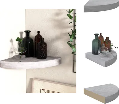 Produktbild von vidaXL Eck-Schweberegal Betongrau 25x25x3,8 cm MDF -  Wandregale