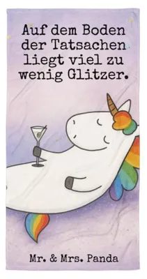 Produktbild von Mr. & Mrs. Panda Handtuch Einhorn Cocktail Design - Weiß - Geschenk, Party, Duschtuch, Spaß, Geburtstag, Unicorn, Duschhandtuch, Strandtuch, Reisehandtuch, Einhörner