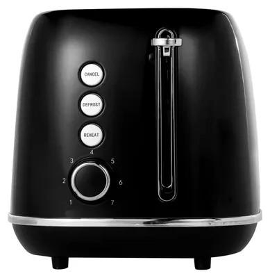 Toaster aus Edelstahl, 800 W, 7 Stufen, 2 Schlitze, schwarz