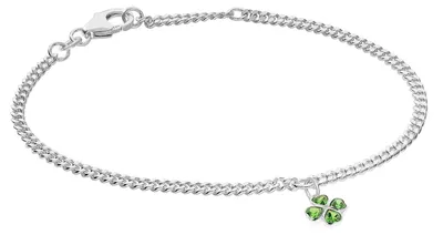 trendor 21622 Kinderarmband mit grünem Kleeblatt 925 Silber Rhodiniert 1