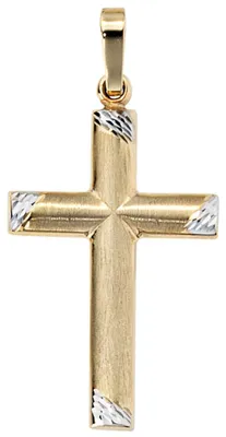 Produktbild von Anhänger Kreuz 333 Gold Gelbgold teilrhodiniert teilmattiert Uni
