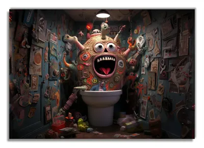 Produktbild von Wallario Premium Glasbild, freischwebende Optik, kräftige Farben, Größe 100 x 70 cm Motiv Kloalarm - Toilettentroll
