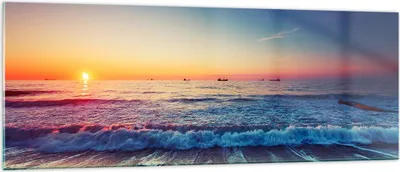 Produktbild von Bilder auf glas - Meer Strand Welle - 140x50cm - Glasbilder - Wandbilder - Kunstdruck - zum Aufhängen bereit - Wanddekoration aus Glas - Glas Bilder - Wandbild auf Glas - Einteilig - GAB140x50-3613