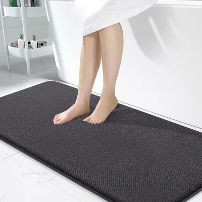 Produktbild von Badezimmerteppich Memoryschaum 60x120 cm Dunkelgrau rutschfest saugfähig maschinenwaschbar