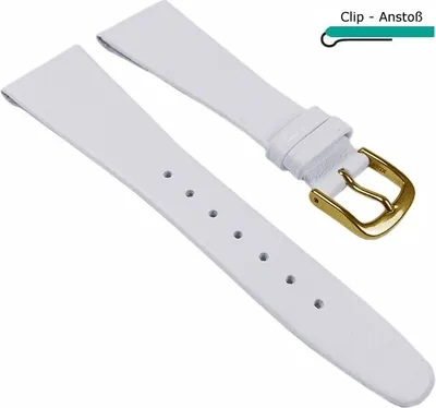 Produktbild von Uhrenarmband Leder mit Clip weiß Kurze Länge Natina 23372G, Stegbreite:12mm