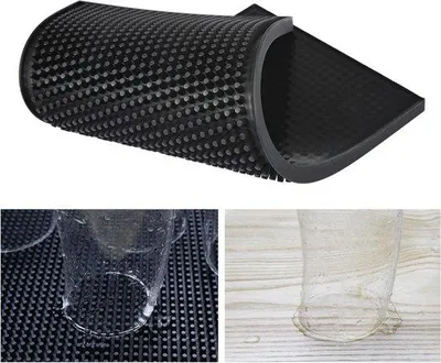 Produktbild von Gummimatte zum Abtropfen 30 x 15 x 1 cm – rutschfeste Unterlage – schwarz – Geschirr und Gläser