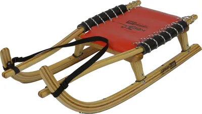 Produktbild von GL Rodel 105 cm Farbe natur, rot, Lederlenkriemen, Edelstahl