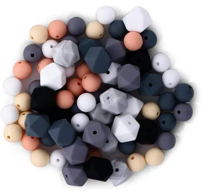 Immagine prodotto di Solidchoice - 100 perline in silicone per la creazione di gioielli fai-da-te: 60 rotonde e 40 a più facce