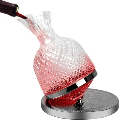 Obrázok produktu pre Karafa na víno 1500 ml, otočná o 360 stupňov, olovnaté krištáľové sklo, pre červené víno