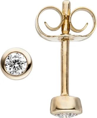 Produktbild von Solitär Ohrstecker Ohrschmuck mit 2 Diamanten Brillanten 585 Gold Gelbgold