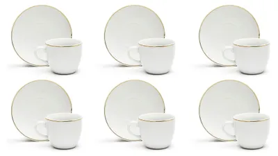 Produktbild von Gold Set 6 Espressotassen mit Untertassen aus Porzellan mit Goldrand