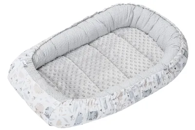 Produktbild von Babynest, Reisebett, Babynestchen, 100x60x15, Baumwolle Lichtung mit grauem Minky