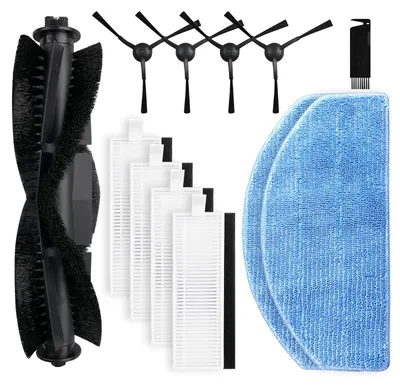 Zubehörset für Saugroboter, 1 Hauptbürste, 4 Seitenbürsten, 4 HEPA-Filter