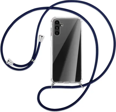 Produktbild von Handykette Backcover-Schutzhülle mit Band (Metall silberfarben) für Samsung Galaxy A13 5G - dunkelblau
