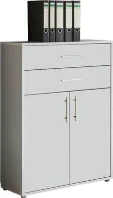 Produktbild von Aktenschrank TABOR in lichtgrau / weiß matt mit zusätzlichen Schubkästen, Büroschrank, (BxHxT) 84,4x113,6x33 cm