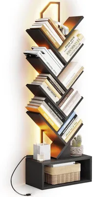 Produktbild von Bücherregal Baumform mit LED 8 Ebenen Holz Schwarz