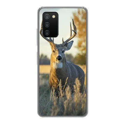 Produktbild von MuchoWow® Handyhülle Schutzhülle Hülle für Samsung Galaxy A03s Hirsche - Gras - Herbst - Geweih - Natur - Tiere Silikon Softcase Handy Hülle - Schutz