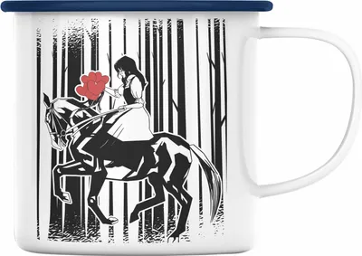 Produktbild von Trendation - Lustige Reiter Sprüche Geschenk Emaille Tasse Reiterin Pferde Mädchen Geschenkidee Pferde Grafik Mädchen (Blau)